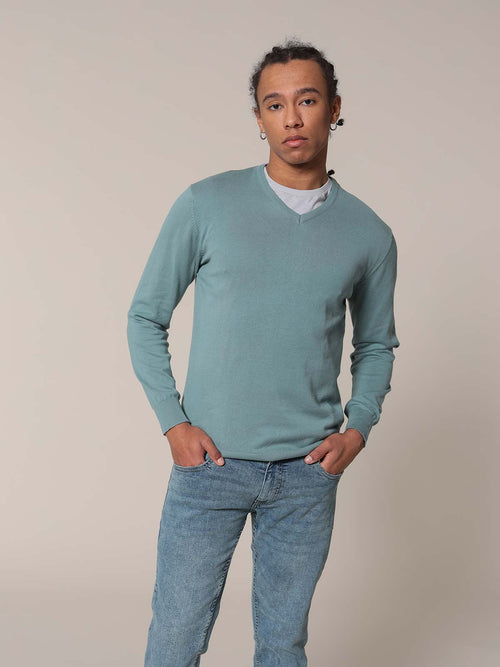 Maglia basic collo a V|Colore:Salvia