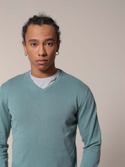 Maglia basic collo a V|Colore:Salvia
