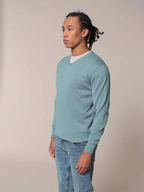 Maglia basic collo a V|Colore:Salvia