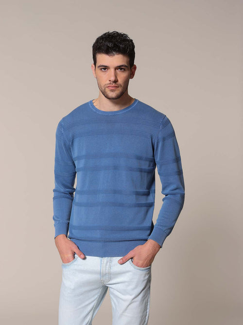 Maglia girocollo Jacquard|Colore:Bluette