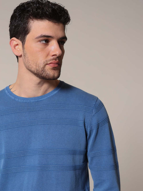 Maglia girocollo Jacquard|Colore:Bluette
