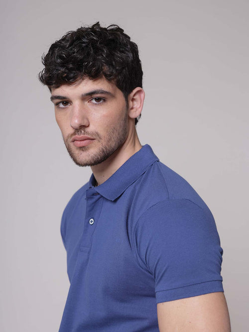 Polo logo ricamo|Colore:Blu china