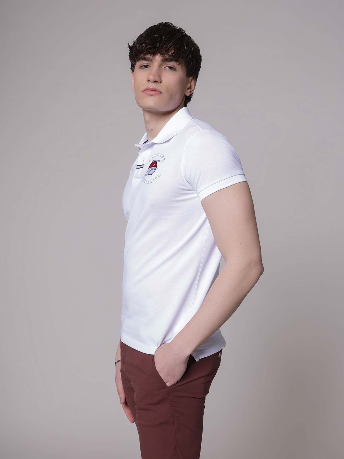 Polo ricamo worldwide|Colore:Bianco