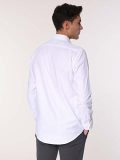 Camicia collo classico tessuto armaturato|Colore:Bianco