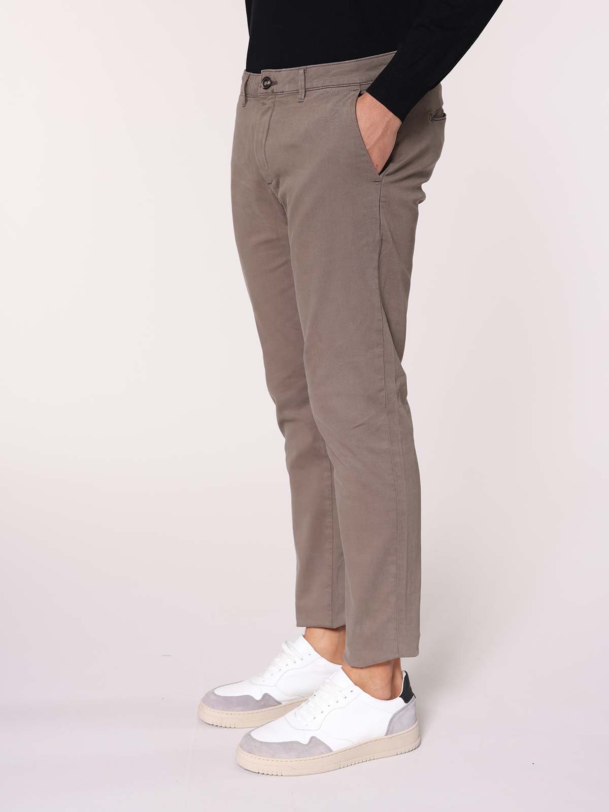 Pantaloni gabardine tasca America stretch|Colore:Fango