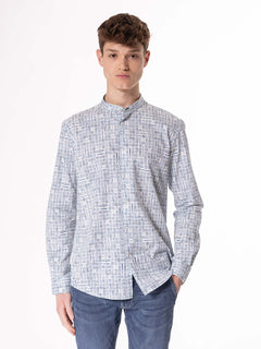 Camicia fantasia collo coreana|Colore:Bianco