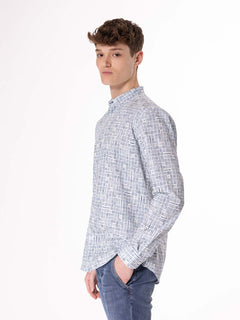 Camicia fantasia collo coreana|Colore:Bianco