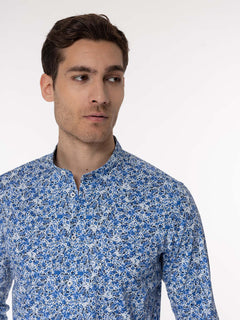 Camicia fantasia collo coreana|Colore:Azzurro