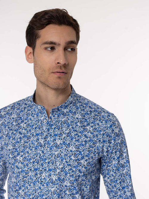 Camicia fantasia collo coreana|Colore:Azzurro
