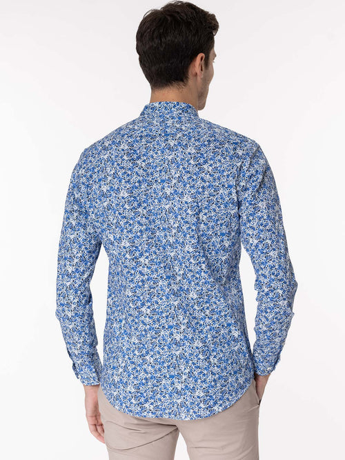 Camicia fantasia collo coreana|Colore:Azzurro