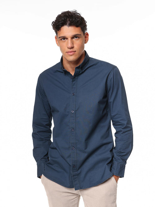 Camicia collo classico e bottoncini|Colore:Blu