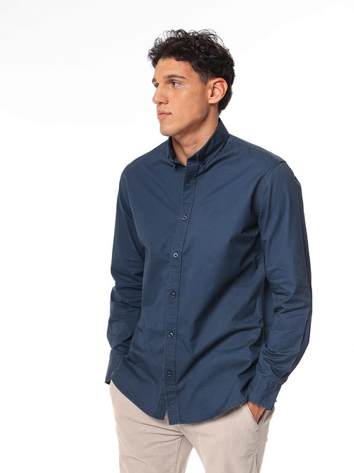 Camicia collo classico e bottoncini|Colore:Blu
