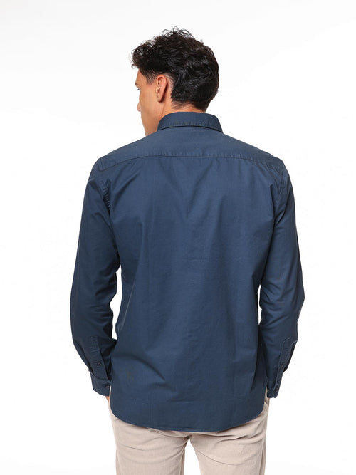 Camicia collo classico e bottoncini|Colore:Blu