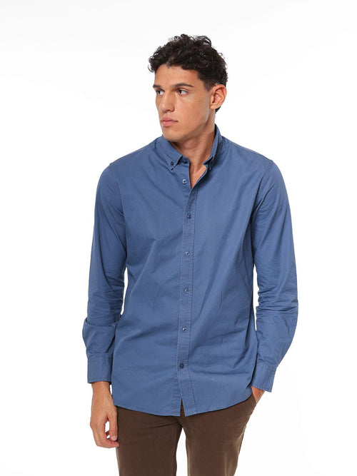 Camicia collo classico e bottoncini|Colore:Jeans