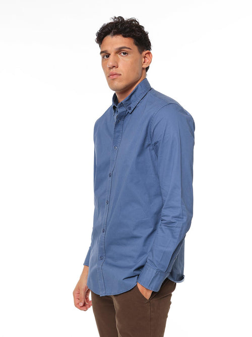 Camicia collo classico e bottoncini|Colore:Jeans