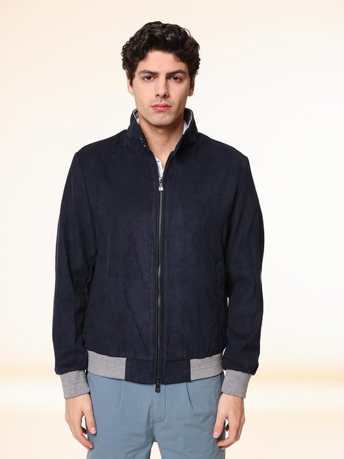 Giubbotto modello bomber scamosciato|Colore:Blu