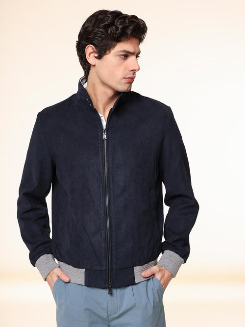 Giubbotto modello bomber scamosciato|Colore:Blu
