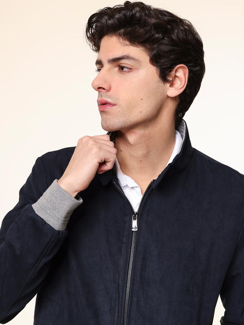 Giubbotto modello bomber scamosciato|Colore:Blu