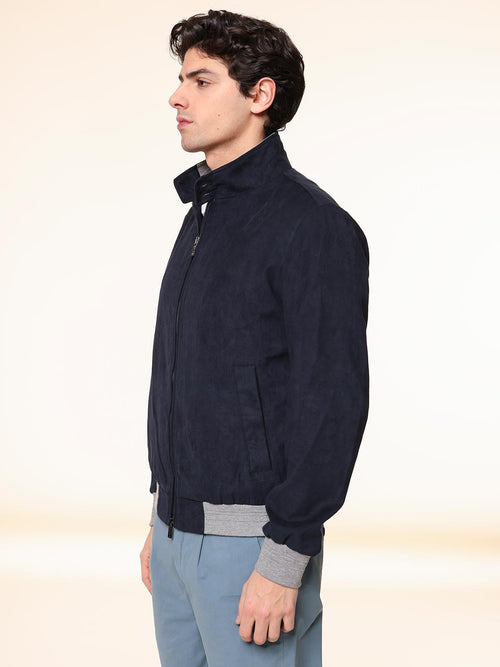 Giubbotto modello bomber scamosciato|Colore:Blu