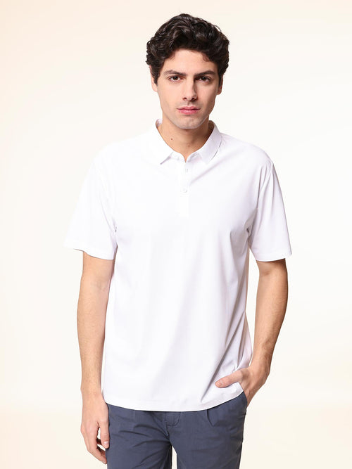 Polo in tessuto stretch|Colore:Bianco