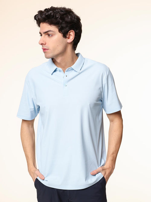 Polo in tessuto stretch|Colore:Celeste