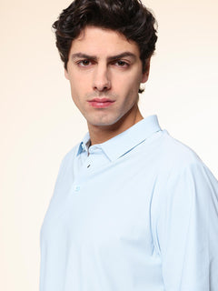 Polo in tessuto stretch|Colore:Celeste