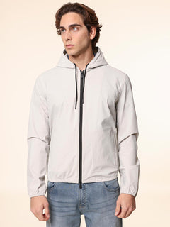 Giubbotto bomber in tessuto tecnico con cappuccio|Colore:Bianco