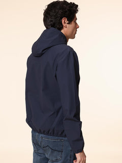 Giubbotto bomber in tessuto tecnico con cappuccio|Colore:Blu