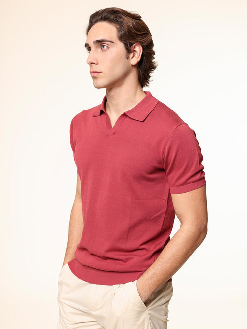 Polo maglia in cotone rasato|Colore:Peonia