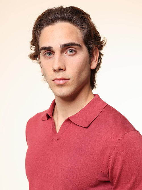 Polo maglia in cotone rasato|Colore:Peonia