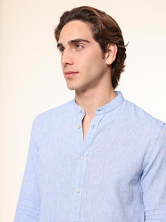 Camicia in lino collo|Colore:Azzurro