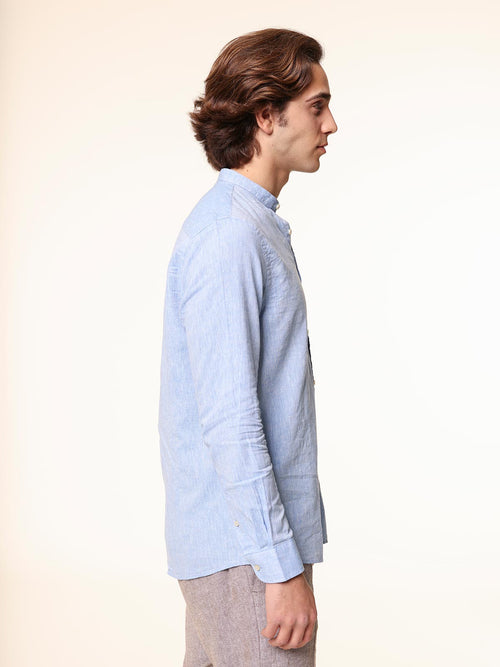 Camicia in lino collo|Colore:Azzurro