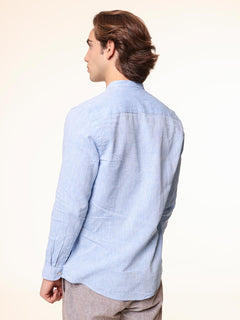 Camicia in lino collo|Colore:Azzurro