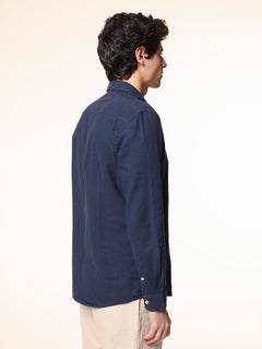 Camicia in lino collo francese|Colore:Blu