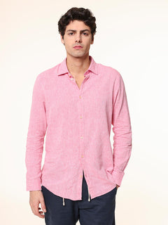 Camicia in lino collo francese|Colore:Fuxia