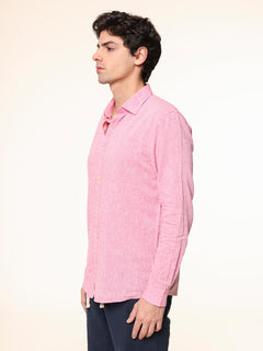 Camicia in lino collo francese|Colore:Fuxia