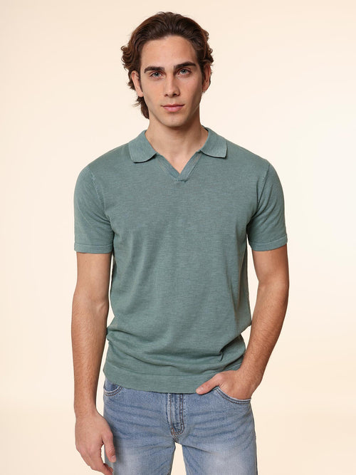 Polo maglia tessuto slub|Colore:Salvia