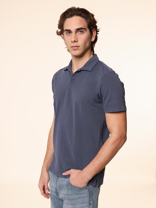 Polo senza bottoni|Colore:Blu