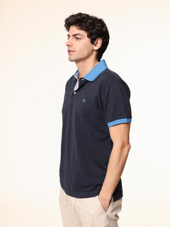 Polo Piquet collo contrasto|Colore:Blu