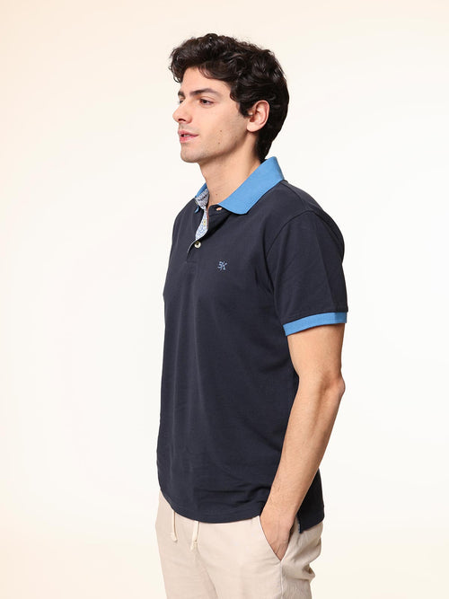 Polo Piquet collo contrasto|Colore:Blu