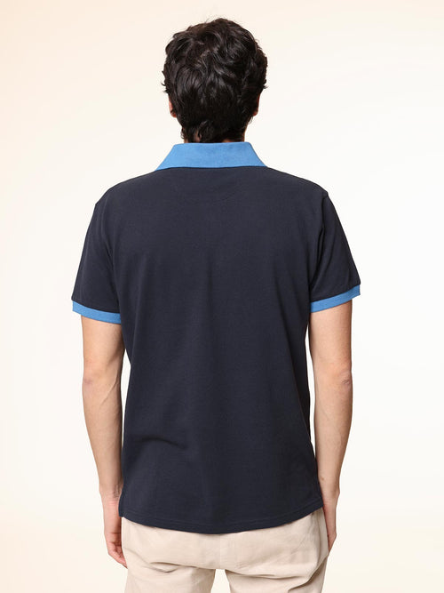 Polo Piquet collo contrasto|Colore:Blu
