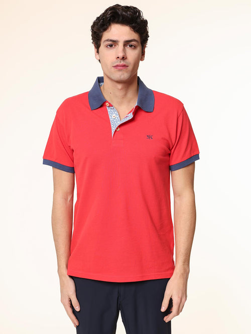 Polo Piquet collo contrasto|Colore:Rosso