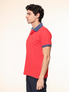 Polo Piquet collo contrasto|Colore:Rosso
