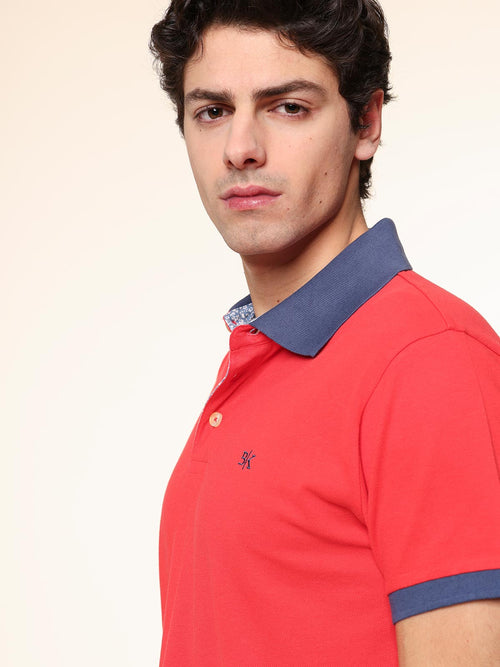 Polo Piquet collo contrasto|Colore:Rosso