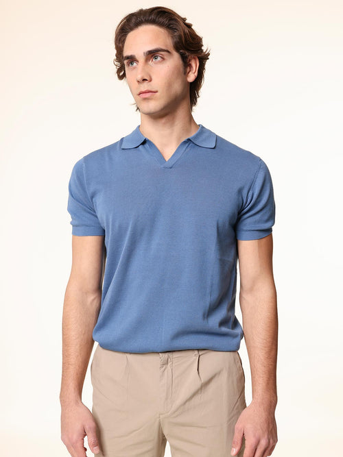 Polo maglia in cotone rasato|Colore:Jeans