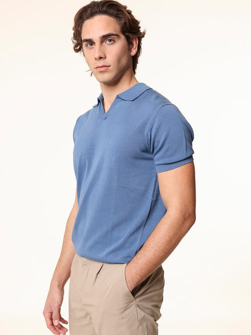Polo maglia in cotone rasato|Colore:Jeans