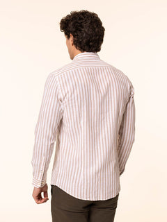 Camicia rigata tessuto lino cotone|Colore:Beige