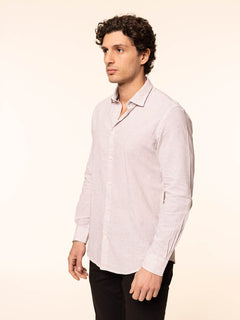 Camicia rigata tessuto lino cotone|Colore:Beige melange