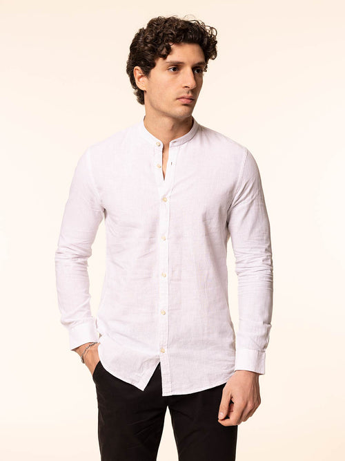 Camicia in lino collo|Colore:Bianco