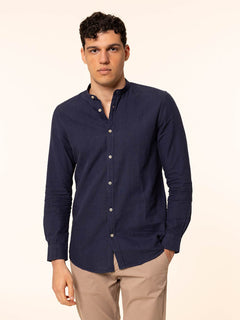 Camicia in lino collo|Colore:Blu